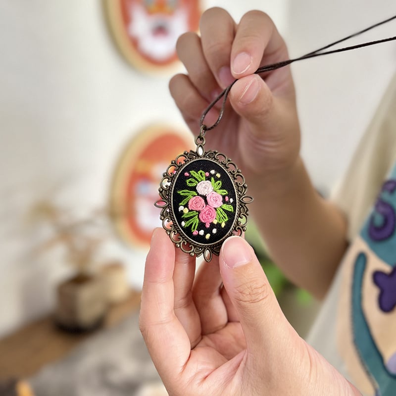 Flower Embroidered Sweater Pendant DIY Kit