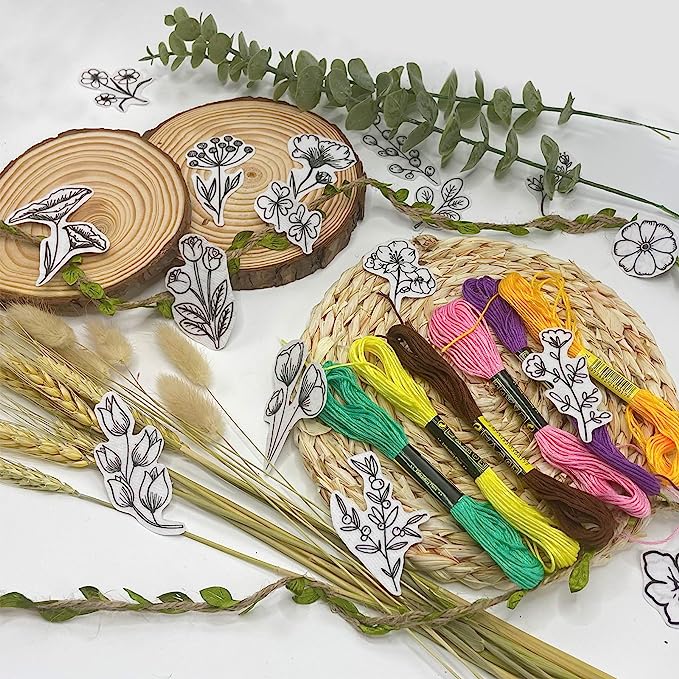 Water Soluble Flower Patterns for Embroidery (50 Pcs/Set)