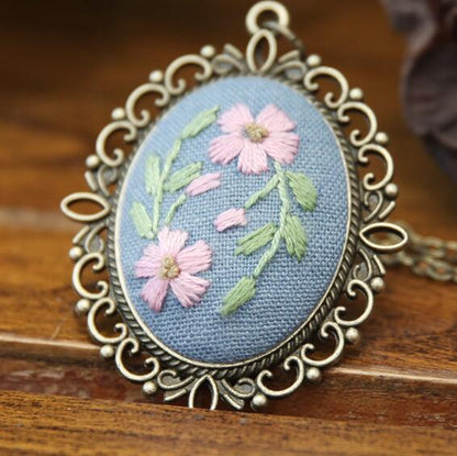 Flower Embroidered Sweater Pendant DIY Kit