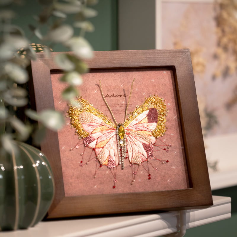 Butterfly Cross Stitch Decor DIY Embroidery Kit (Comes With Photo Frame)