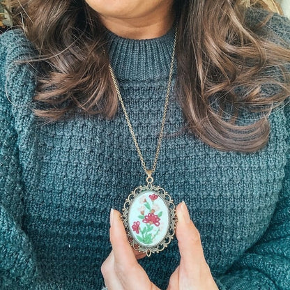 Flower Embroidered Sweater Pendant DIY Kit