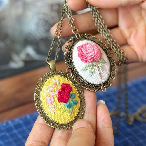 Flower Embroidered Sweater Pendant DIY Kit