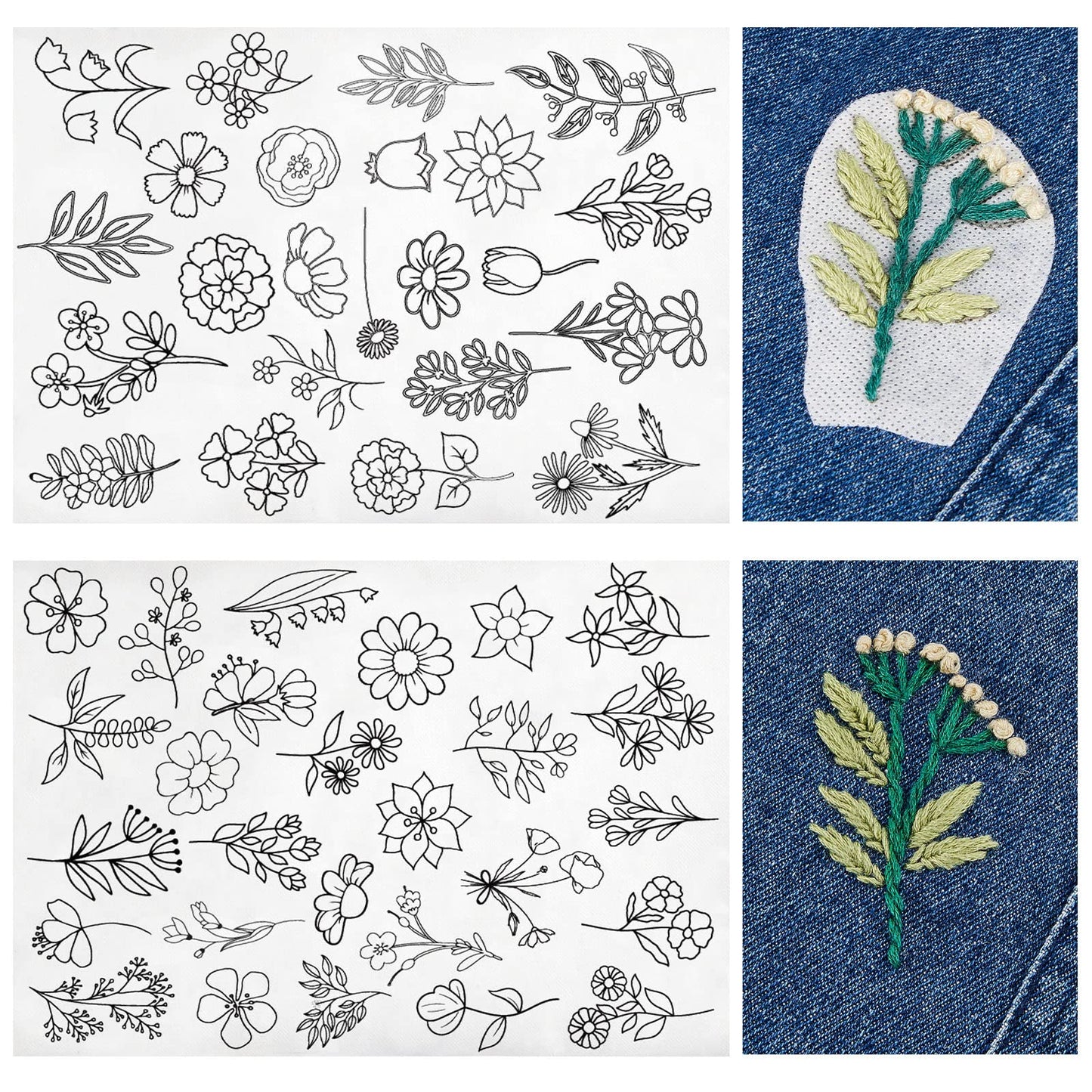 Water Soluble Flower Patterns for Embroidery (50 Pcs/Set)