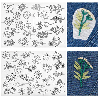 Water Soluble Flower Patterns for Embroidery (50 Pcs/Set)