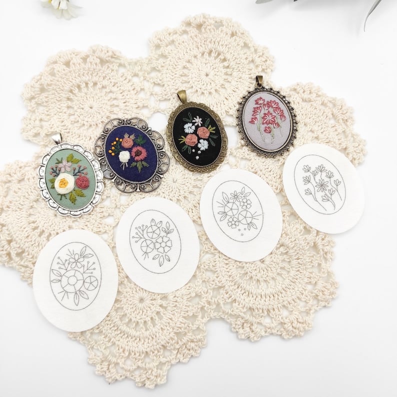 Flower Embroidered Sweater Pendant DIY Kit