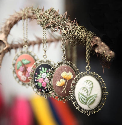 Flower Embroidered Sweater Pendant DIY Kit