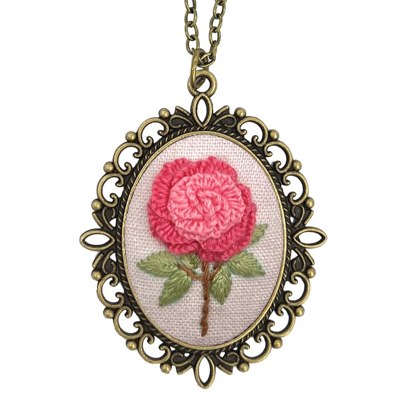 Flower Embroidered Sweater Pendant DIY Kit