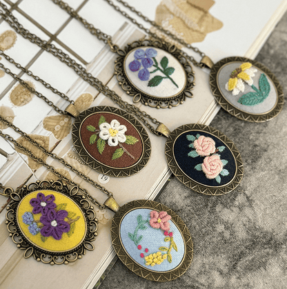 Flower Embroidered Sweater Pendant DIY Kit