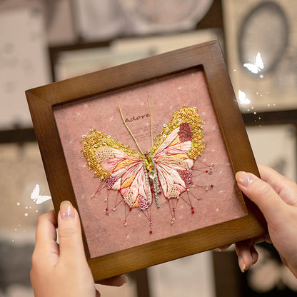 Butterfly Cross Stitch Decor DIY Embroidery Kit (Comes With Photo Frame)