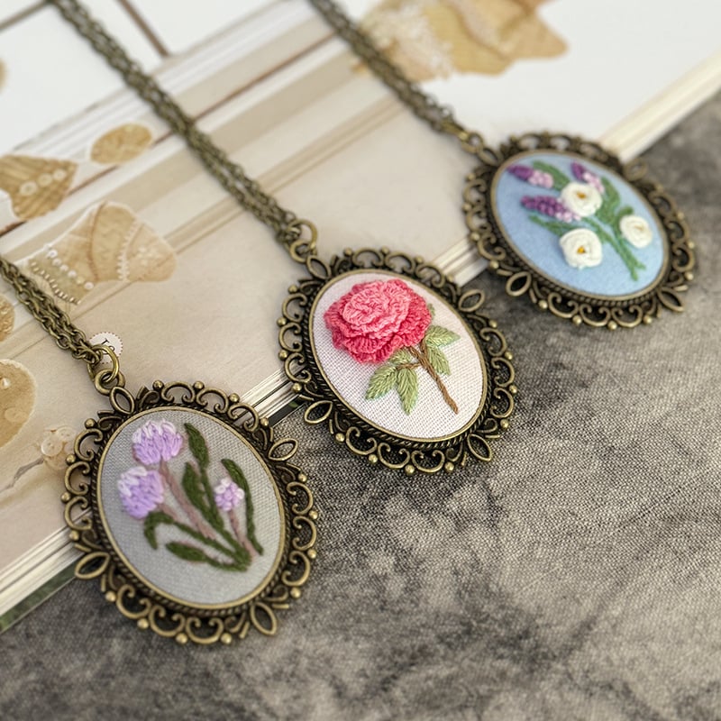Flower Embroidered Sweater Pendant DIY Kit