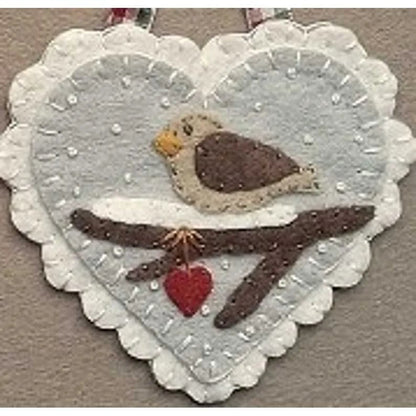 Pre-Cut Wool Blend Felt Holiday Hearts Ornament Kit