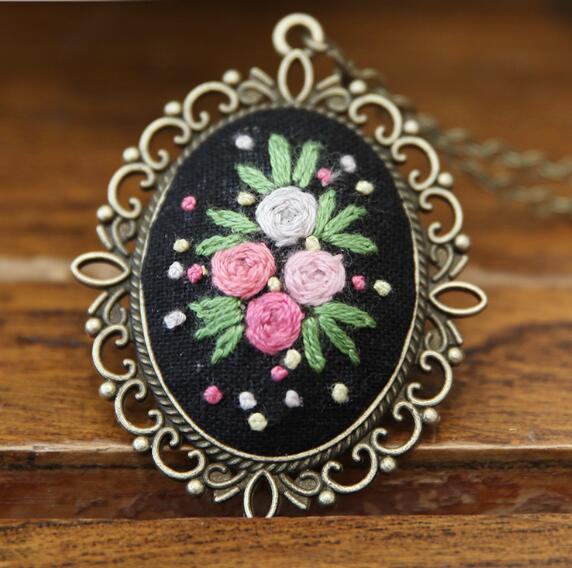 Flower Embroidered Sweater Pendant DIY Kit