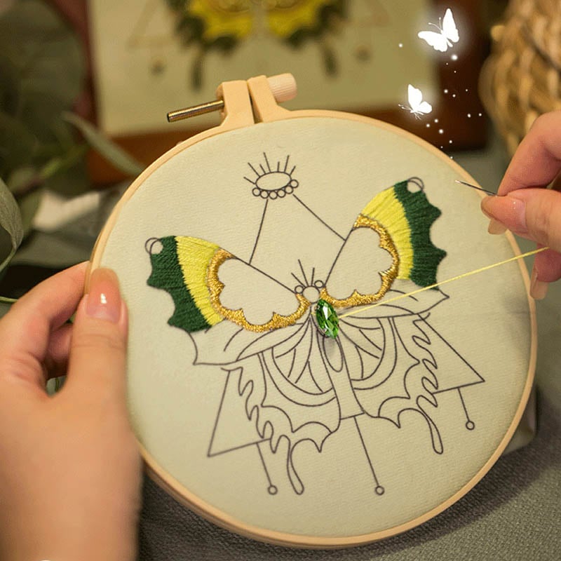 Butterfly Cross Stitch Decor DIY Embroidery Kit (Comes With Photo Frame)
