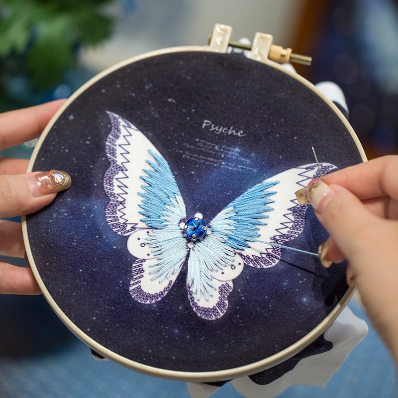 Butterfly Cross Stitch Decor DIY Embroidery Kit (Comes With Photo Frame)